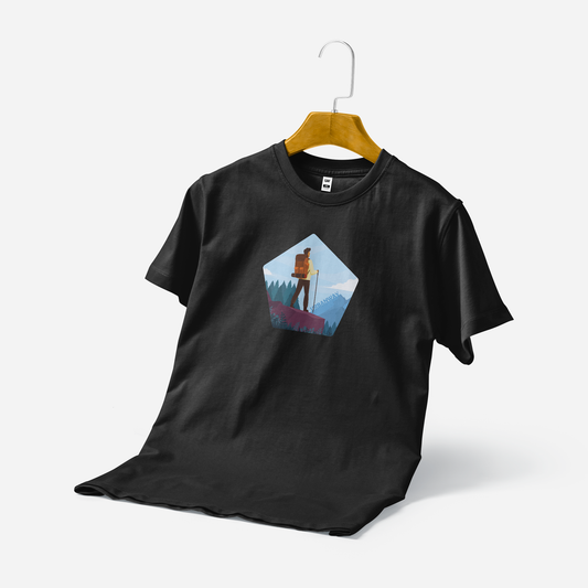 Men's Printed T-Shirt - Mountain Summit (Black)
