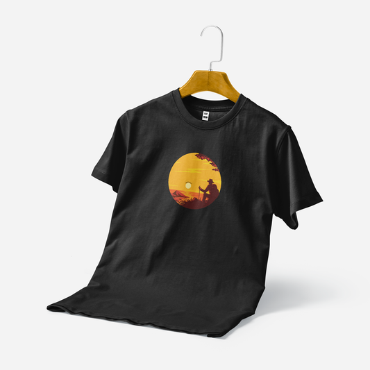 Men's Printed T-Shirt - Sunset (Black)