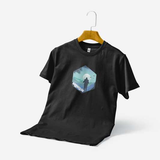 Men's Printed T-Shirt - Traveller (Black)