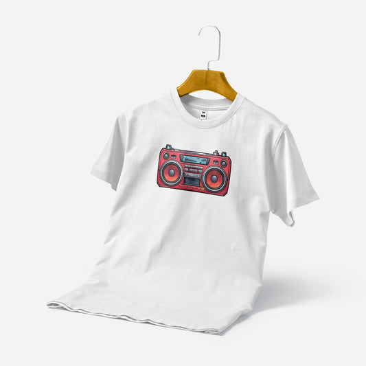Men's Printed T-Shirt - Cassette Player (White)